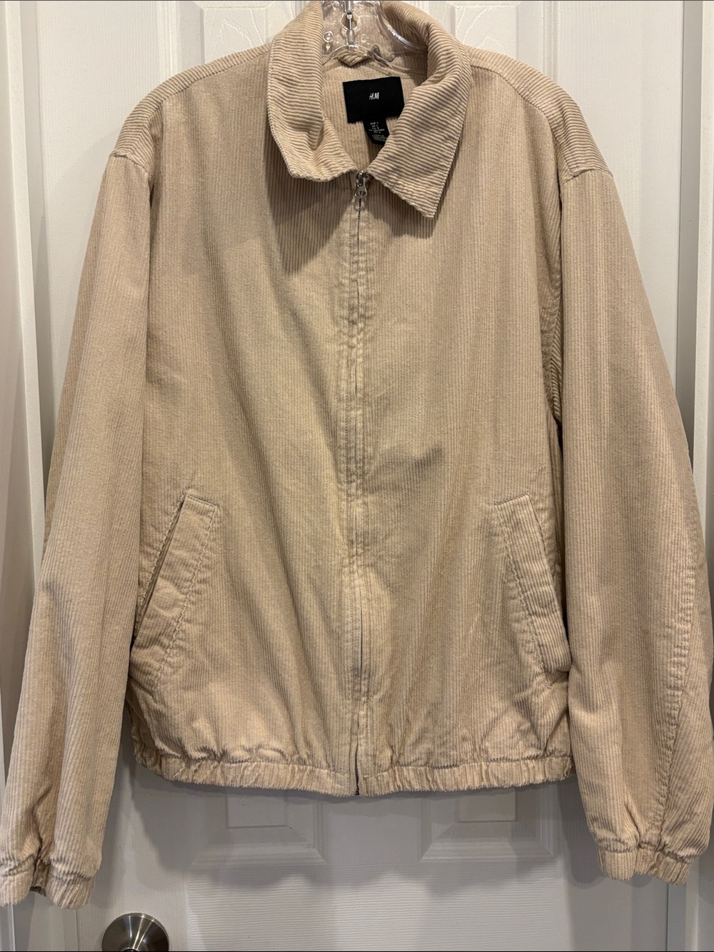 H&M Neutral Beige Corduroy Bomber Jacket